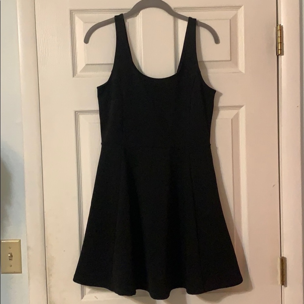 Black sleeveless a-line dress